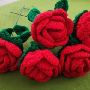 Hand-hooked red rose